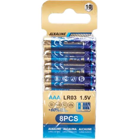 Lot de 8 Piles alcalines AAA LR03 de 1,5 V, idéales pour Les appareils électroniques et Les Jouets. (1/5)