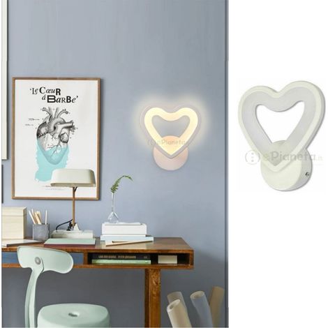 Applique da parete led cuore bianco lampada design moderno luce per cameretta bambini camera bambina  calda 3000k (1/4)