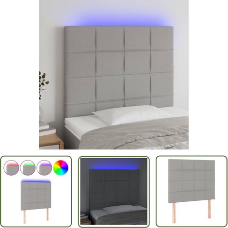 The Living Store Tête de lit à LED Gris clair 100x5x118/128 cm Tissu - Tête De Lit Led - Têtière Lumineuse - Têtière Décorative - Éclairage Led - Chaise Lit (1/5)