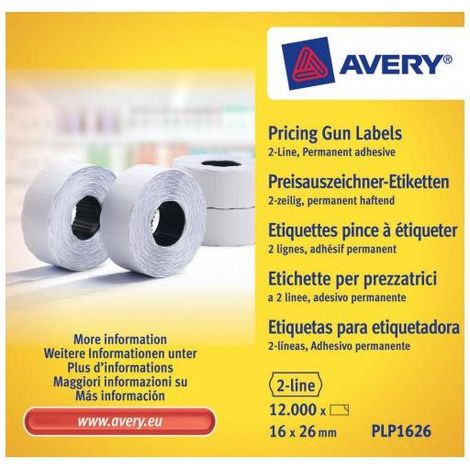 Avery PLP1626 etiqueta autoadhesiva Etiqueta de precio Permanente Blanco 12000 pieza(s) (1/4)