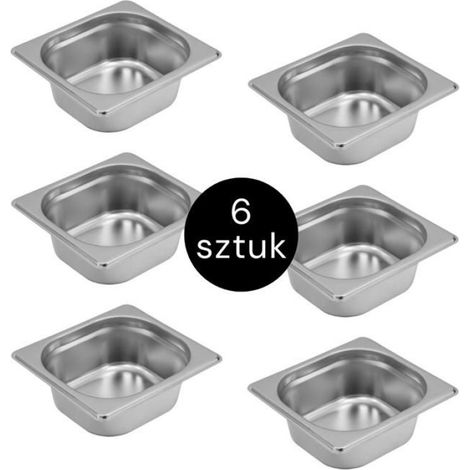 Conteneur GN - 1/6 - 176 x 162 x 65 mm - Compatible Équipement Cuisines Professionnelles - Lot de 6 (1/2)
