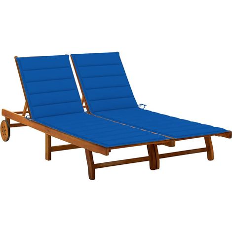 vidaXL Tumbona de jardín 2 personas y cojines madera maciza de acacia (1/5)