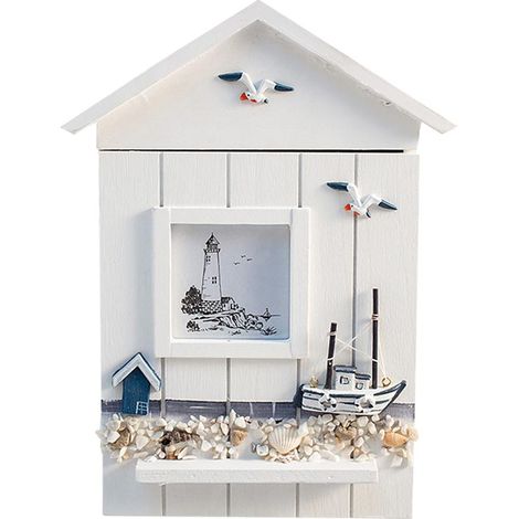 Boîte à Clés Murale en Bois, Rangement Pratique pour Clés et Petits Objets, Étagère de Stockage Organisée (1/5)
