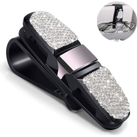 Porte-lunettes de soleil Bling Bling en cristal pour voiture, visière de soleil (1/5)