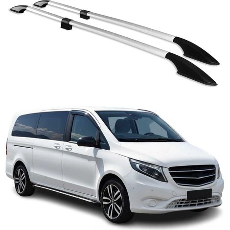 Barres de Toit longitudinales Compatible avec Mercedes Vito / V Classe W447 2014-2026 L3 Long Aluminium Gris 2Pcs
