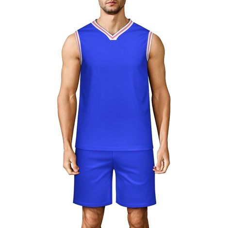 Ensemble Maillot de Basket Homme 2 Pièces Débardeur et Short de Basket, Tenue de Sport pour Fitness, Vêtement de Basket Homme Survêtement (1/5)
