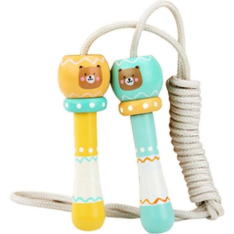 Corde à sauter pour enfants en bois, compatible avec l'entraînement, motif dessin animé (1/5)