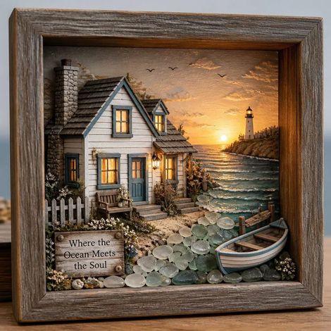 Halloween Shadow Box Kit, Lampe Halloween Maison Côtière LED Format A4, Alimentation Secteur, Décoration