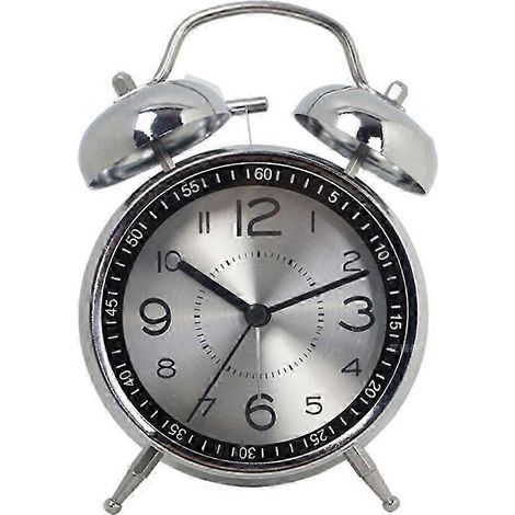 Réveil silencieux pour adultes, montre à quartz silencieuse de 4,5 pouces avec rétroéclairage [Argent] (1/5)