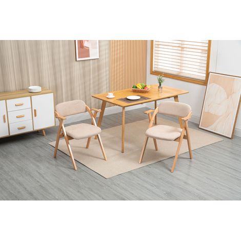 HOMEFUN Lot de 2 chaises pliantes avec accoudoirs, chaise de salle à manger pliante en bois empilable avec assises rembourrées pour invités, cuisine, bureau, mariage et fête, kaki (1/5)