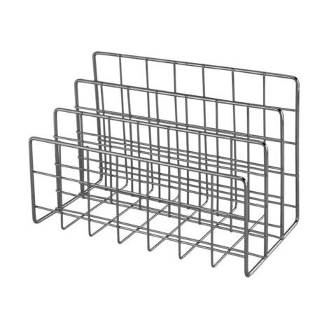 Support de rangement en papier à lettres en métal avec 3 compartiments, le support de livre en métal peut ranger vos documents, journaux, livres (Noir brillant)