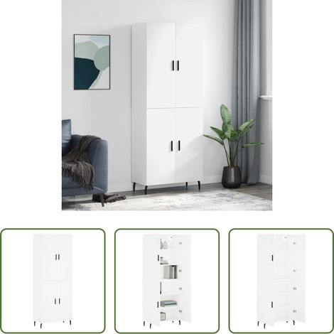 vidaXL Aparador alto madera contrachapada blanco 69,5x34x180 cm (1/5)