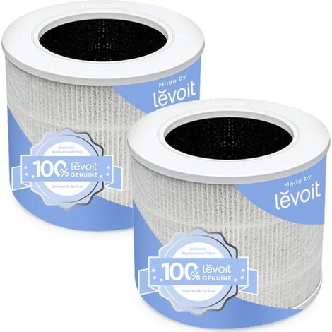LEVOIT Core Mini Filtro di Ricambio 3 in 1, Carbone Attivo ad Alta Efficienza, Core Mini-RF, 2 Pezzi, Bianco Opaco