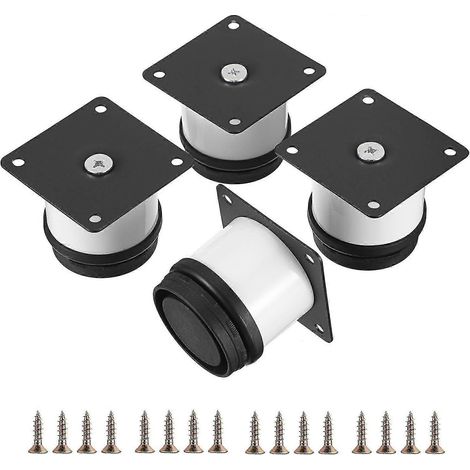 Quatre pieds de meubles en acier inoxydable de 5 cm, patins de protection pour meubles, petits pieds de table en métal, pieds de canapé, pieds de meubles réglables en métal blanc (1/5)