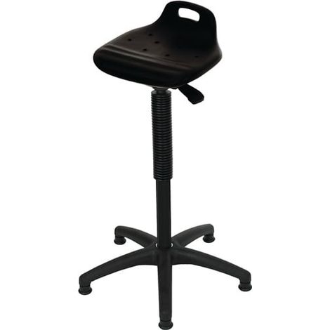 LOTZ Stehhilfe PU-Integralschaum Sitz-H.570-820mm Ku.-Fußkreuz m.Bodengleitern - 4665.01 Ayuda para estar de pie LOTZ asiento de espuma integral de PU altura 570-820mm base de plástico con deslizadore (1/3)