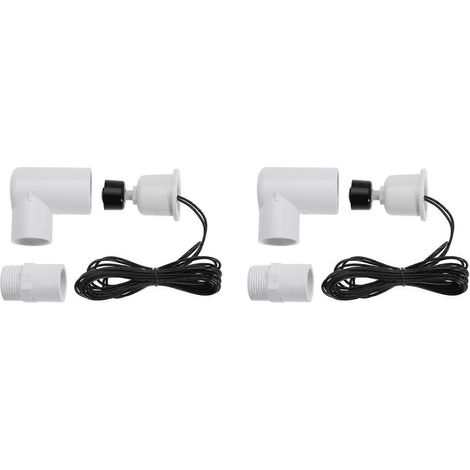 Interrupteur à flotteur en acier inoxydable 2X, forme en L, avec adaptateur 3/4 pouce et câble de 1,8 m pour bac de récupération des condensats de climatisation. (1/5)