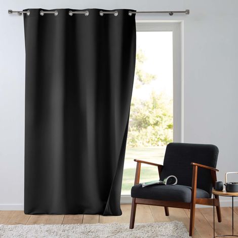 Rideau tamisant 135 x 260 cm isolant thermique Micropolar Noir (1/4)