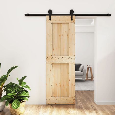 Puerta corredera con herrajes madera maciza de pino 70x210 cm vidaXL (1/5)