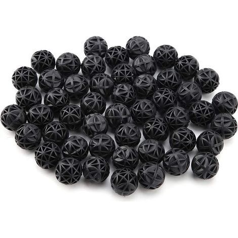 50 Stück bioporöse biochemische Kugelfiltermedien Wasserfiltermaterial mit Baumwolle für Aquarien, Teiche, Wasserfälle und Springbrunnen (16 mm) (1/5)