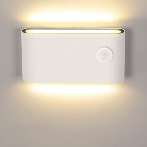 Moderne 12-W-LED-Wandleuchte mit Bewegungsmelder – Schutzart IP65 (für Innen und Außen), warmweißes Licht (3000 K) – ideal für Treppenhäuser, Flure und Balkone (1/5)