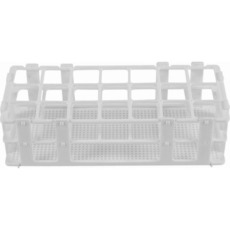 3 supports pour tubes à essai en plastique, 21 trous pour tubes de 30 mm, blanc (21 trous) (1/5)