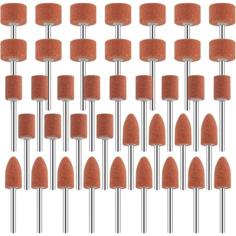 Jeu de 42 Meules en Oxyde d'Aluminium Mèches de Ponçage avec Tige de 1/8" Compatible avec Dremel pour Meulage, Polissage Ébarbage métaux (1/5)