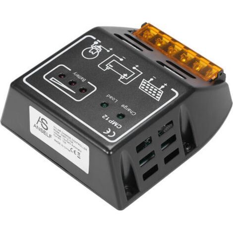 Contrôleur de charge solaire PWM Anself 10 A 12 V/24 V, régulateur de charge pour protection contre les surcharges des panneaux solaires (1/4)