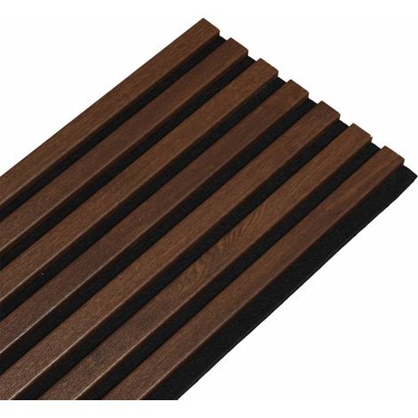 Decoon – Panneau décoratif mural acoustique en MDF – 120 x 30 x 1,9 cm – Décor chêne foncé et feutrine noire – Isolation phonique efficace