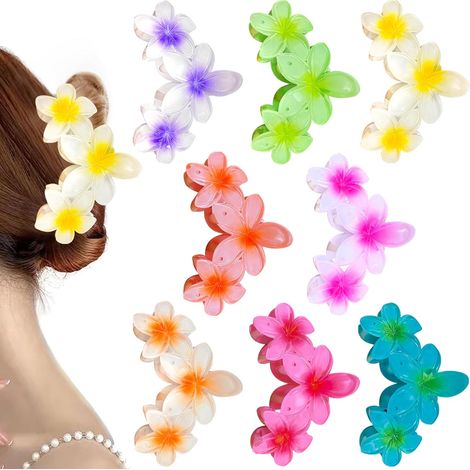 8 pinces à cheveux fleur antidérapantes, accessoires colorés pour cheveux épais ou fins, filles et femmes. (1/5)