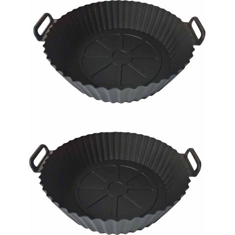 Moule en silicone pour friteuse à air chaud, lot de 2 paniers réutilisables pour friteuse à air chaud, doublure ronde pour friteuse (1/5)