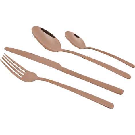 Servizio di Posate da Tavola in Acciaio Inox Tudor Rosa Rame 24 Pezzi