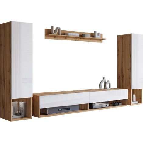 Ensemble de salon Sarasota 176, Chêne wotan + Blanc brillant (1/4)
