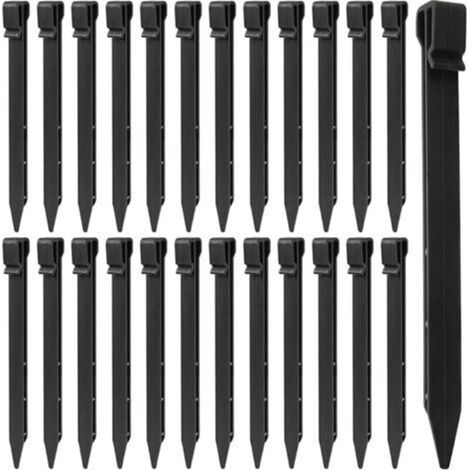 25 pièces Piquets de Sol en Plastique, 25CM Piquets de Bordure de Paysage Robustes Piquets de Tente Pointes d'ancrage pour Tentes Planche Terrasse Bordure Pelouse Jardin Extérieur (Noir)