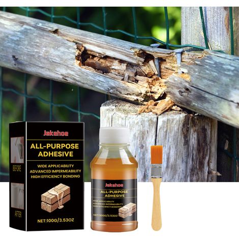 Colle de réparation multi-usages pour bois, cuir et verre  adhésif à séchage rapide et durcissement naturel  agent de collage et de soudage – 100 g de colle + pinceau (1/5)