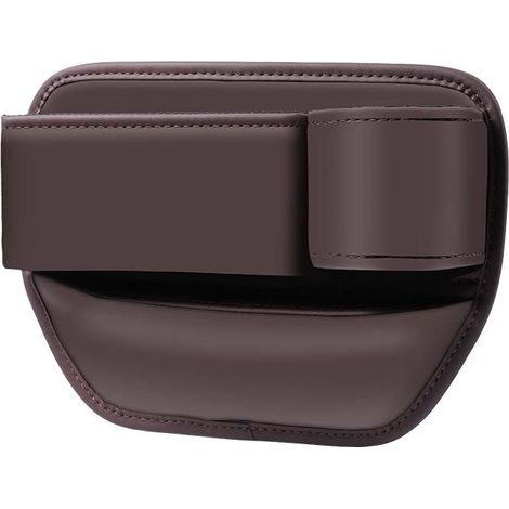Scatola Portaoggetti In Pelle Pu, Organizer Per Riempire Lo Spazio Del Sedile Dell'auto Per Telefoni Cellulari, Portafogli, Carte, Monete, Tazze, Stessa Direzione (Marrone + Portabicchieri Passeggero)