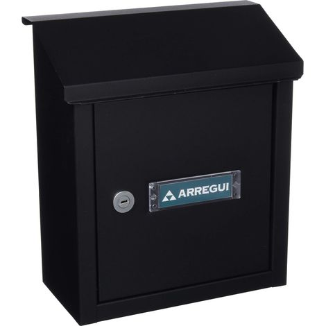 ARREGUI V4094 Cassetta Postale in Acciaio per Porte o Cancelli Interni, Cassetta Postale 23x4 cm, Taglia S (DIN A5), Anticorrosivo, nero testurizzato (1/2)