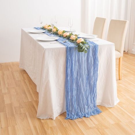 JSSEVN - Pleated Muslin Tablecloth, Decorative Tablecloth for Dining Room