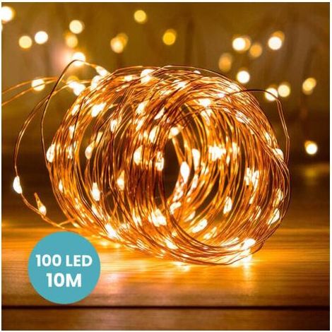Guirlande Led Cuivre 10M - Guirlande Lumineuse Led 100 Leds - Guirlande Leds pour deco chambre, déco de Noël, ambiance poétique et romantique (1/5)