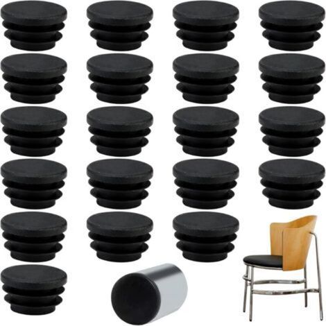 20 pcs Bouchons à lamelles Ronds 16/22/25 mm pour Tubes d'un diamètre extérieur de Ø 25 mm, Bouchons en Plastique Noir 25mm, Bouchon Rond (25mm 20pcs) (1/5)