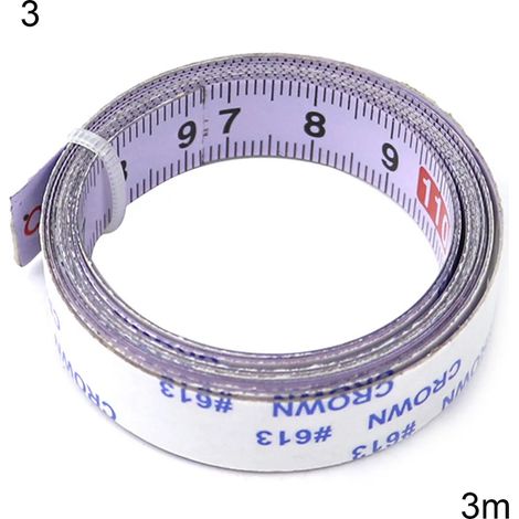 Ruban de mesure auto-adhésif inversé en acier inoxydable, disponible en longueurs de 1 à 6 mètres, adapté pour barres de scie, fixation adhésive, 3 pièces (1/5)