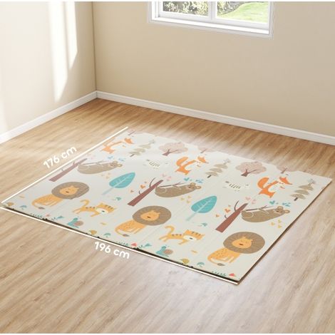 Tapis de jeu bébé pliable double face 196 x 176 x 1,5 cm multicolore HAVRYA (1/3)
