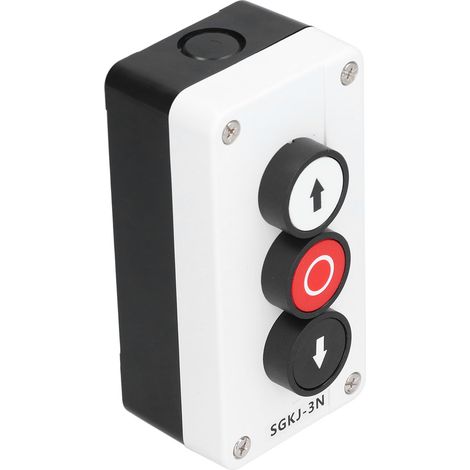 Bouton poussoir montée/descente arrêt d'urgence boîtier de commande pour treuil, porte enroulable, hayon élévateur - SGKJ-3N, interrupteur momentané, 3 boutons, usage industriel (1/5)