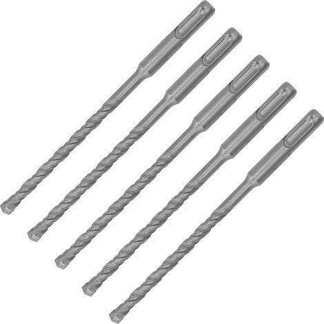 5 Stück Bohrhammer-Bohrer, 160 mm Länge, 2 Schneiden, selbstzentrierend, Hartmetallspitze, Schlagbohrer für Ziegel, Stein, Beton, 7 mm / 0,28 Zoll (1/5)