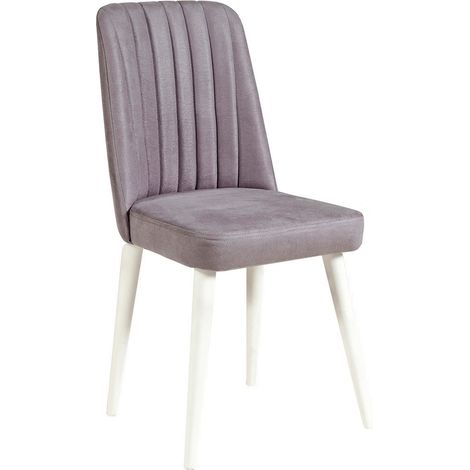 Chaise de salle à manger velours gris et bois blanc Akira (1/4)