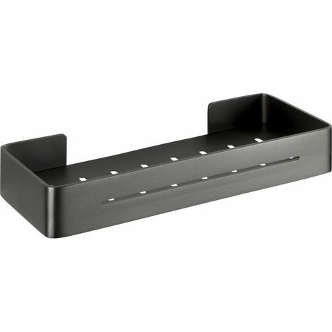 Etagère de douche murale Montella, Panier de douche mural, Aluminium, 32,4x5x12,8 cm, Anthracite (1/4)