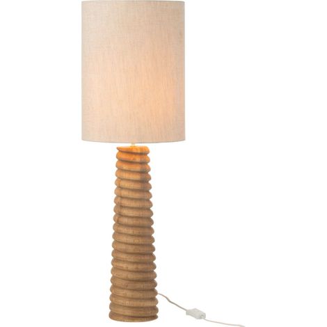 Lampe filetée bois naturel gris esprit contemporain - Bois naturel et abat-jour gris clair (1/4)