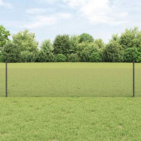 Zaun mit Pfosten Grau 0,5 x 10 m Stahl