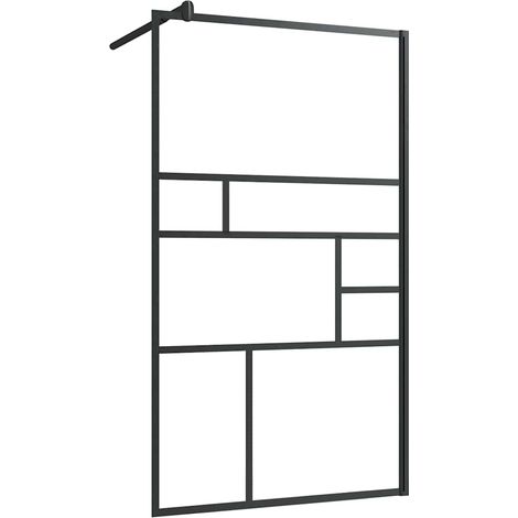 vidaXL Parete per Doccia Walk-in Vetro Trasparente ESG 90x195 cm Nera (1/5)