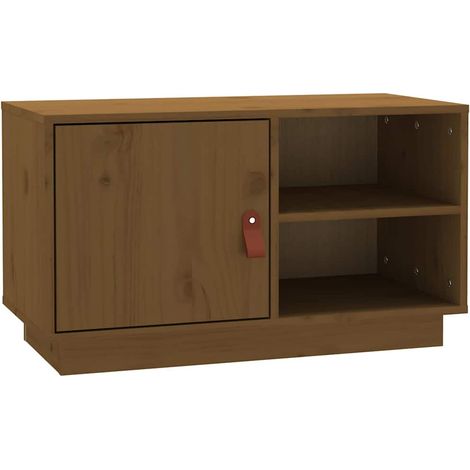 Meuble TV, Étagère TV, Meuble de Salon, Marron miel 70x34x40 cm Bois de pin massif OIB5393E (1/5)