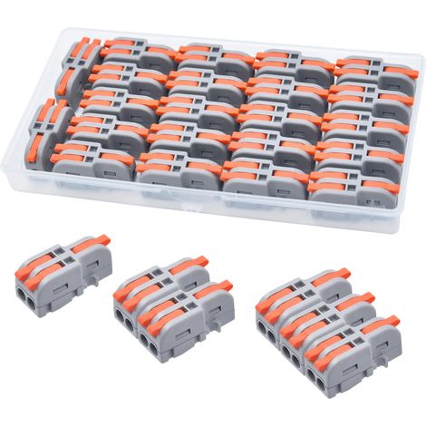 22 Pièces Connecteurs électriques avec levier, 1 Entrée 2 Sortie, Connecteur de Câblage Miniature Compact Librement Combiné (1/5)